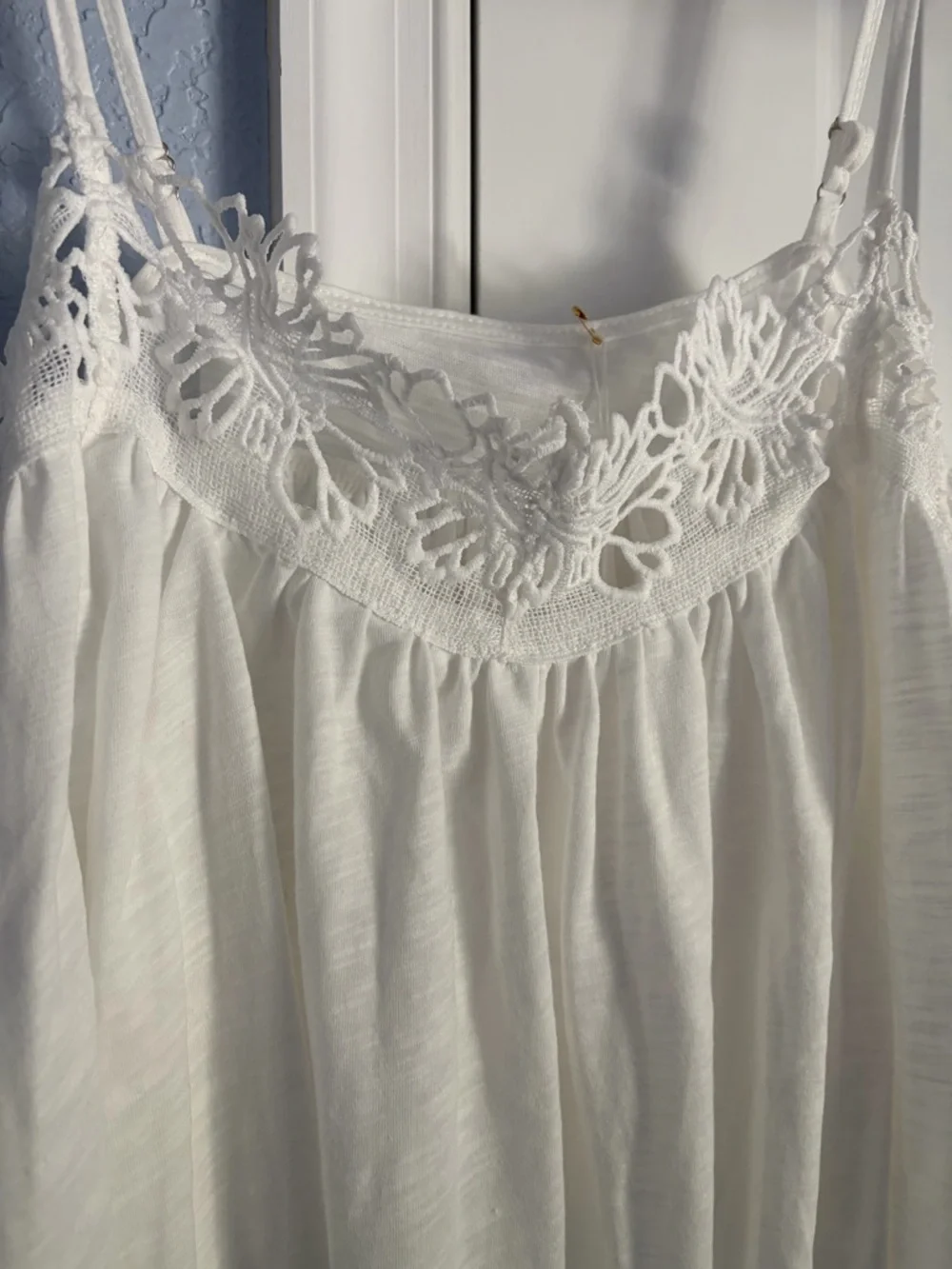Free People White Floral Lace-Trim Spaghetti Tank - Picture 2 of 3